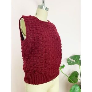 Vintage 70w textured Pom Pom sweater crop